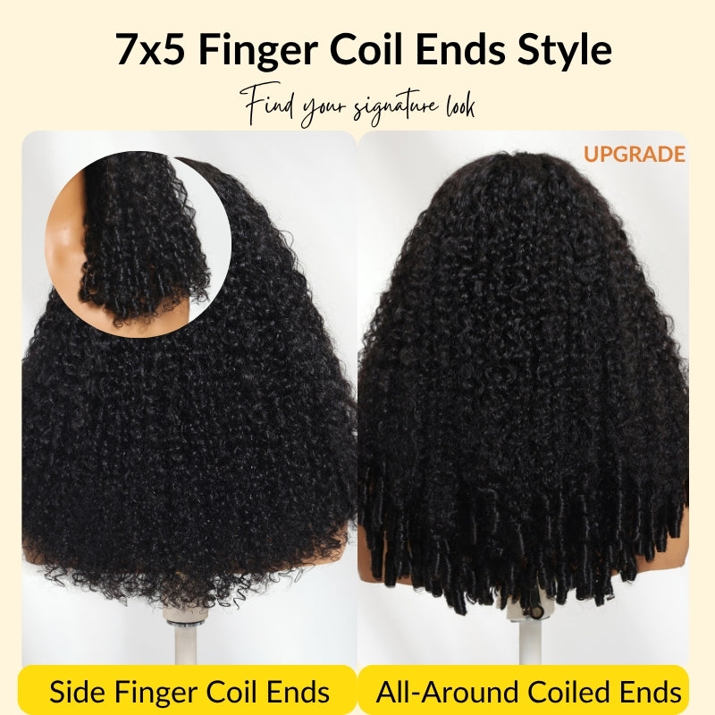 Sunber Pre-Styled Finger Coils Wig 7x5 Bye Bye Knots Glueless Spiral Curls Water Curly Hair Twist Out At The End Put On and Go Human Hair Wigs