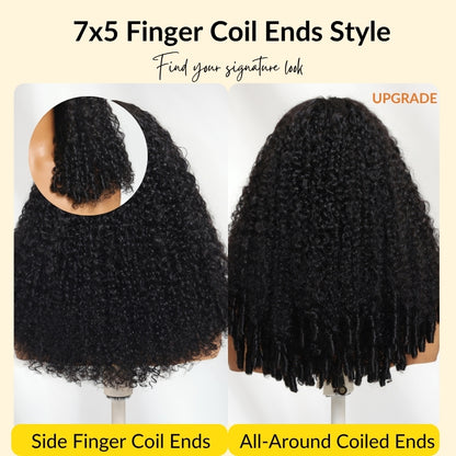 Sunber Pre-Styled Finger Coils Wig 7x5 Bye Bye Knots Glueless Spiral Curls Water Curly Hair Twist Out At The End Put On and Go Human Hair Wigs