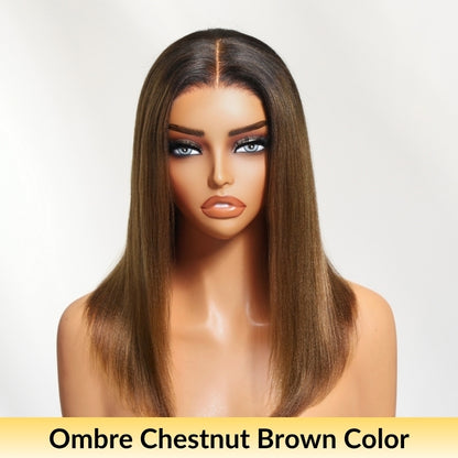 Flash Sale Sunber Caramel Highlights On Blonde 7x5/13x4 Pre Cut Lace Straight Bob Hair Wig With Dark Roots