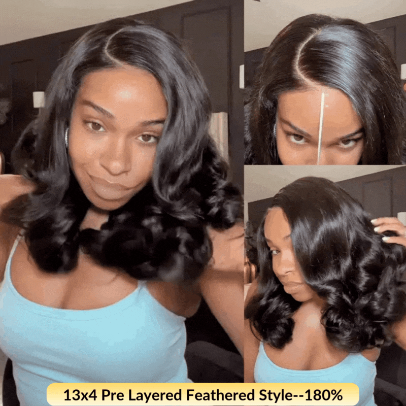 Sunber 150%/180% Density 13x4 Pre-Everything Loose Wave Glueless Lace Frontal Wig –Feathered Style & Elastic Drawstring Flash Sale