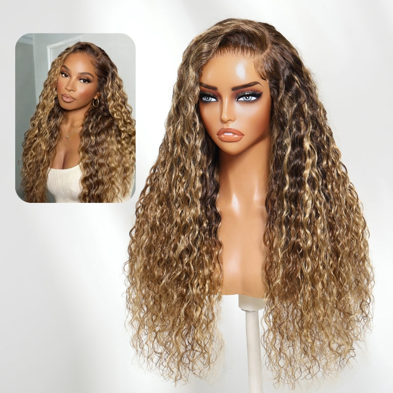 Water Wave Honey Blonde Highlighted 13x4