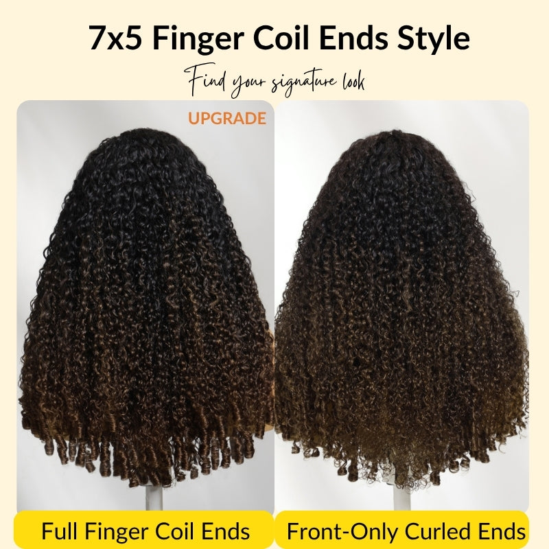 Full Finger Coils 7x5 Lace Chestnut Brown