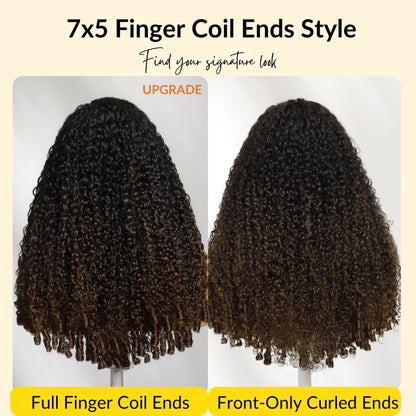 Full Finger Coils 7x5 Lace Chestnut Brown