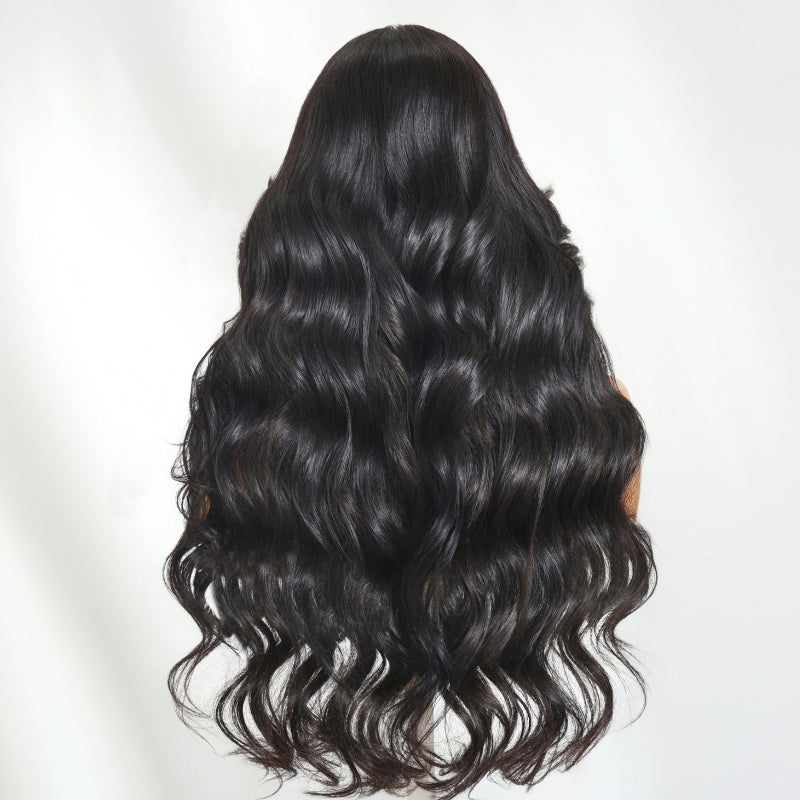 Sunber Long Layered Body Wave 5X5 HD Pre Cut Lace Wig With Face Framing Curtain Bangs
