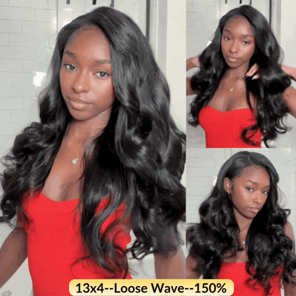 Sunber 150%/180% Density 13x4 Pre-Everything Loose Wave Glueless Lace Frontal Wig –Feathered Style &amp; Elastic Drawstring Flash Sale