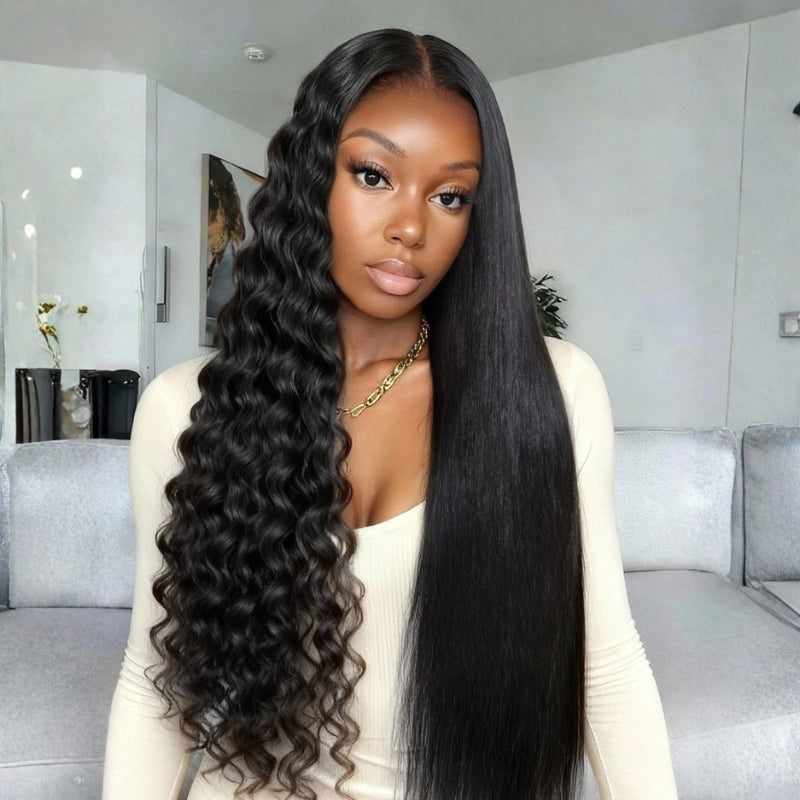 Sunber 13x4 Pre Everything Wet & Wavy 2 in 1 Dry Straight to Wet Water Wave Human Hair Lace Frontal Wig With Invisi Drawstring