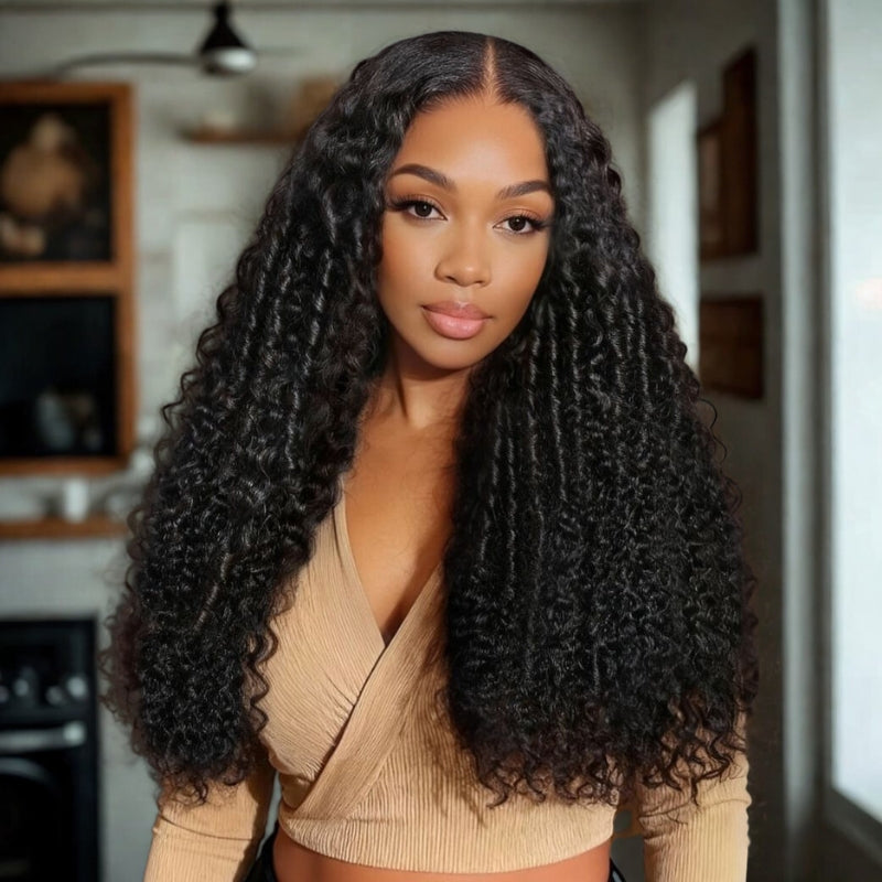 Sunber 7x5 Pre Cut Lace Long Curly Defined Coils 3C–4A Curls Lace Wig With Invisi Drawstring