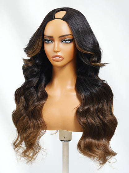 Sunber Glueless Chestnut Brown Yaki Straight Wave Wig Upgrade New V Part Wig Yaki Straight No Leave Out Protective Styles Flash Sale