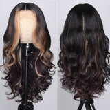 Flash Sale Sunber Blonde Peeking Highlights Body Wave Lace Front Wig Face Framing Highlight Multi Color Mixed-real wig
