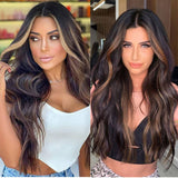 Flash Sale Sunber Blonde Peeking Highlights Body Wave Lace Front Wig Face Framing Highlight Multi Color Mixed-street fashion hair color