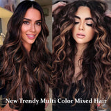 Flash Sale Sunber Blonde Peeking Highlights Body Wave Lace Front Wig Face Framing Highlight Multi Color Mixed-fashion color