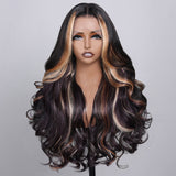 Sunber Blonde Peeking Highlights Body Wave Lace Front Wig Face Framing Highlight Multi Color Mixed Flash Sale
