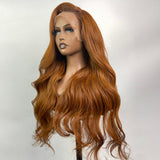 Sunber Ginger Brown 13x4 Lace Front Wig Body Wave Human Hair Wigs Pre-Plucked Hairline With Bleach Knots-real wig left front show