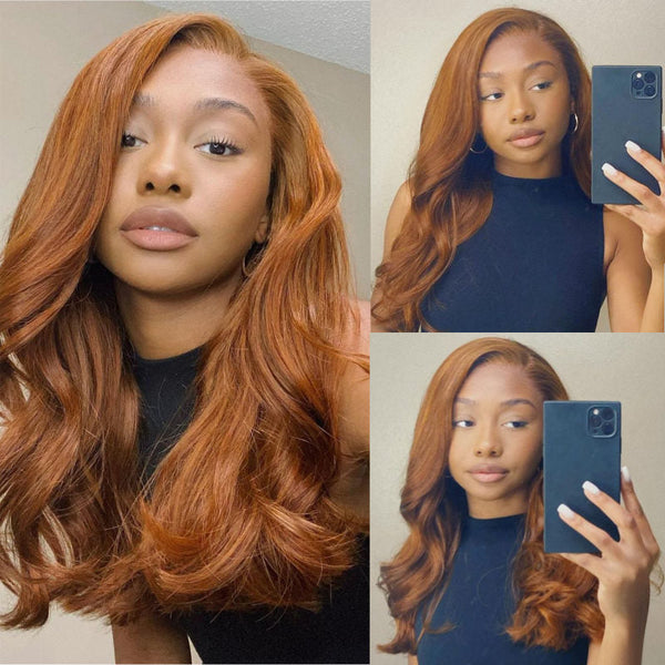 Sunber Ginger Brown 13x4 Lace Front Wig Body Wave Human Hair Wigs Pre-Plucked Hairline With Bleach Knots-customer shares