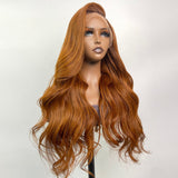 Sunber Ginger Brown 13x4 Lace Front Wig Body Wave Human Hair Wigs Pre-Plucked Hairline With Bleach Knots-on real wig image show