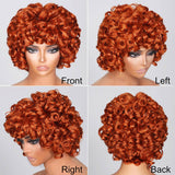 Sunber Bouncy Rose Curl Short Orange Bob Wig With Bangs Copper Red Human Hair Glueless Wear And Go Wigs-big curly wig show