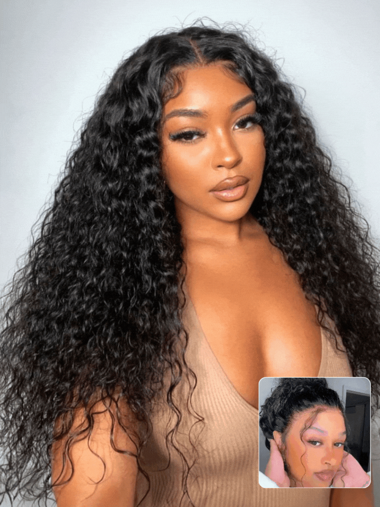 [180% Density]Sunber Water Wave 7x5 Pre-Cut Lace Glueless Wig With Natural Black Color Flash Sale