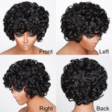 Sunber Bouncy Rose Curl Short Bob Wig With Bangs Natural Black Human Hair Glueless Wear And Go Wigs-rose curly wig