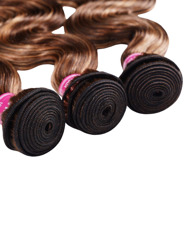 Sunber Ombre Blonde Highlight Body Wave 3 Bundles Human Hair Weave Extensions