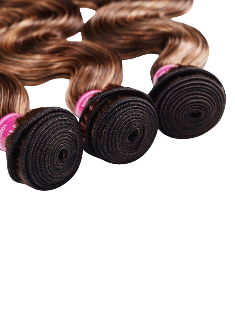 Sunber Hair Blonde Highlight Piano Color Body Wave Hair 4 Bundles Human Hair Weaves