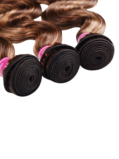 Sunber Hair Blonde Highlight Piano Color Body Wave Hair 4 Bundles Human Hair Weaves