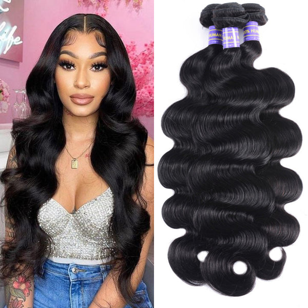 Sunber Hair Remy Human Hair Malaysian Body Wave Hair 3 Bundles 100% Unprocessed Human Hair Weave for Black