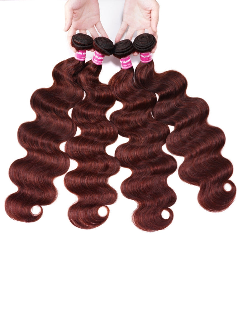 Sunber Hair Reddish Brown Body Wave 4 Bundles 100% Human Hair Bundle Deals