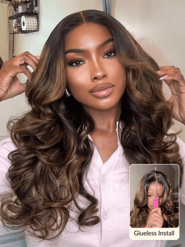 [20''=$139]Sunber 13x4/7x5 Balayage Highlight Body Wave Pre Cut Lace Frontal Wigs With Invisi Drawstring