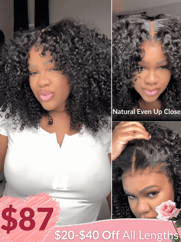 Sunber 7x5 Bye Bye Knots 4C Kinky Edge Baby Hair Jerry Curly Pre-Cut Lace Human Hair Wigs Bleached Knots With Invisi Drawstring