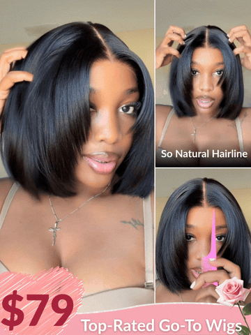 Sunber Blunt Cut Light Yaki Straight 7x5/13x4 Pre-Cut Lace Bye Bye Knots Glueless Bob Wig Pre-plucked Flash Sale