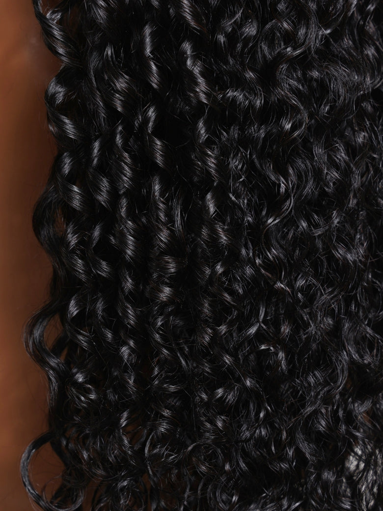 Sunber 7x5 Pre Cut 4D Mixed Texture Burmese Curls Tight Water Wave Lace Part Wig With Finger Coil Ends