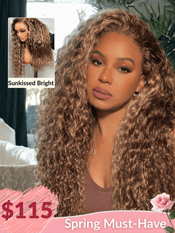 Sunber Water Wave Honey Blonde Highlighted 7x5/13x4 Pre Everything Lace Frontal Wig With Invisi Drawstring