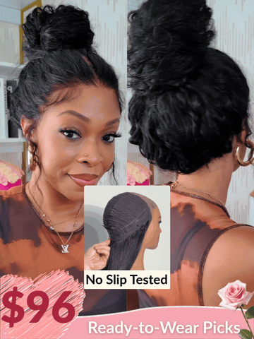Sunber Wet And Wavy 7*5 Bye Bye Knots Pre-Cut Blend Away HD Lace Wigs Water Wave Wigs With Elastic Drawstring