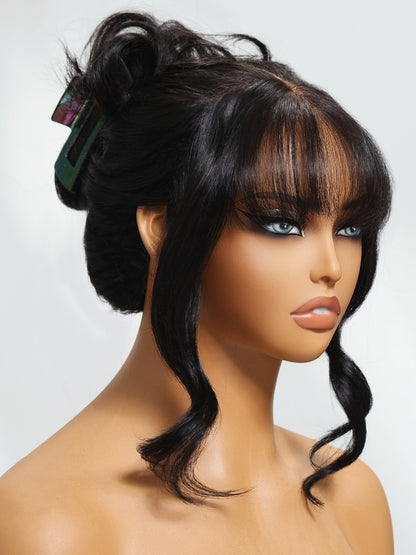 Sunber Pre-Everything 13x4 Lace Frontal Loose Wave Wigs with Bangs-Fluffy Hair  3D Dome Cap &amp; Glueless