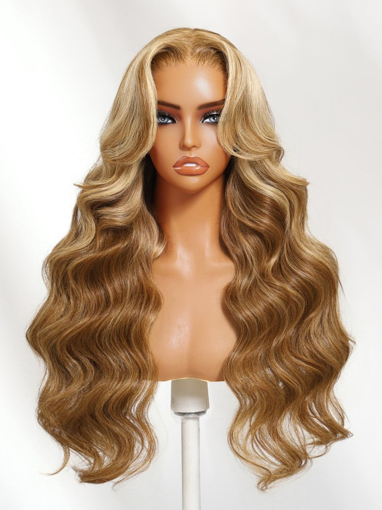 Sunber 7x5 Pre-Cut Body Wave Bye Bye Knots Honey Blonde Glueless Highlights Lace Human Hair Wig Flash Sale