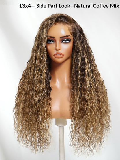 Sunber Water Wave Honey Blonde Highlighted 13x4 Pre Everything Lace Frontal Wig With Invisi Drawstring