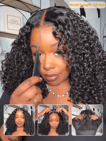 Sunber Wet And Wavy 7*5 Bye Bye Knots Pre-Cut Blend Away HD Lace Wigs Water Wave Wigs With Elastic Drawstring