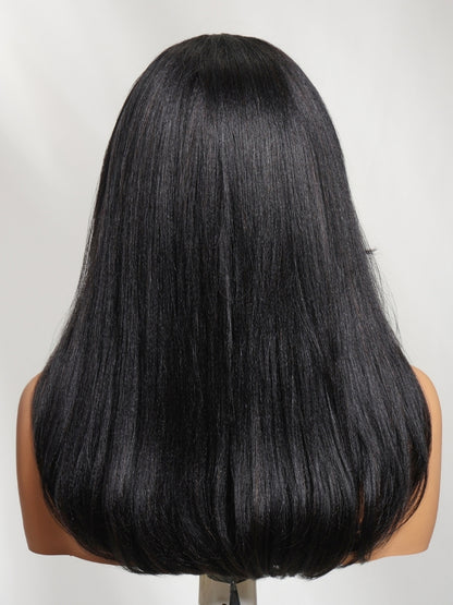 Sunber 7x5 Pre Cut Side-Part Blowout Lob Yaki Straight Lace Part Wig With Face-framing Feathered Layers