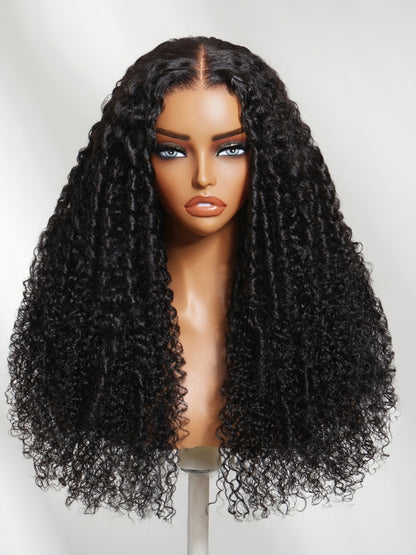 Sunber 7x5 Pre Cut Lace Multi-Texture Mixed Curly Natural Black Wig Bleached Knots With Invisi Drawstring