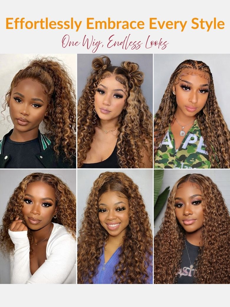 Sunber Water Wave Honey Blonde Highlighted 13x4 Pre Everything Lace Frontal Wig With Invisi Drawstring