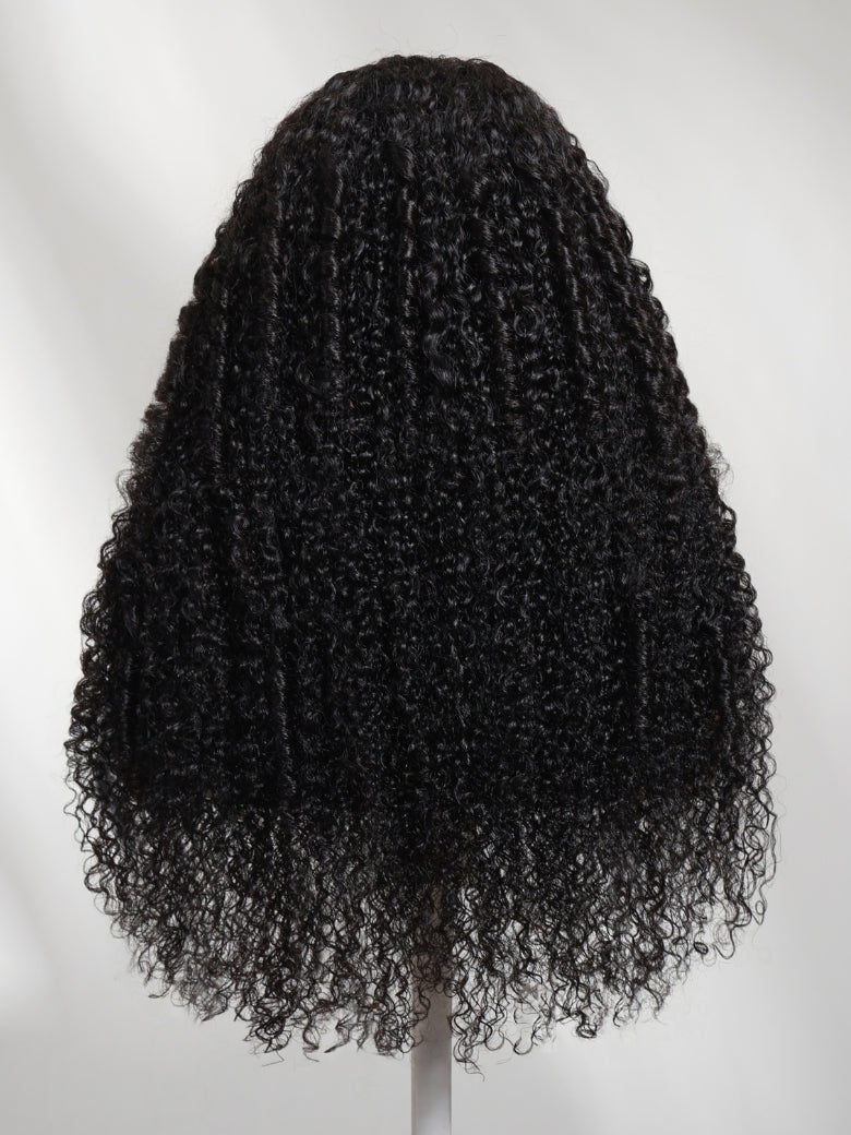 Sunber 7x5 Pre Cut Lace Multi-Texture Mixed Curly Natural Black Wig Bleached Knots With Invisi Drawstring