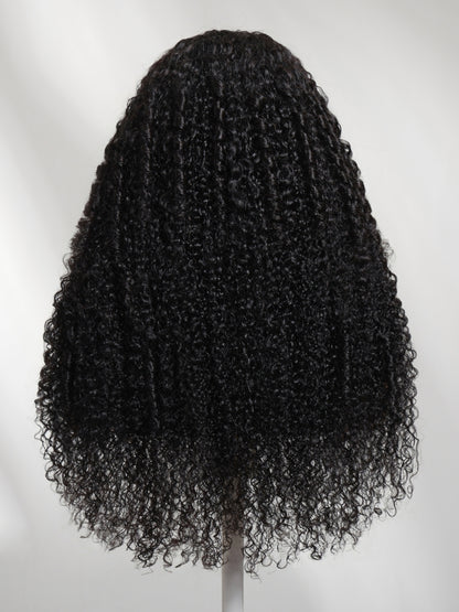 Sunber 7x5 Pre Cut Lace Multi-Texture Mixed Curly Natural Black Wig Bleached Knots With Invisi Drawstring