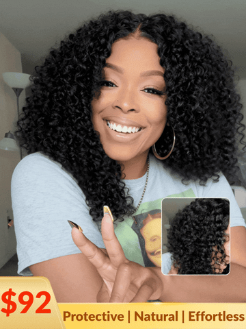 Sunber 7x5 Bye Bye Knots 4C Kinky Edge Baby Hair Jerry Curly Pre-Cut Lace Human Hair Wigs Bleached Knots With Invisi Drawstring