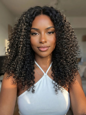 Sunber 7x5 Pre Cut 200% 4C Kinky Edge Baby Hair Curly Pre-Cut Lace Human Hair Wigs Bleached Knots With Invisi Drawstring