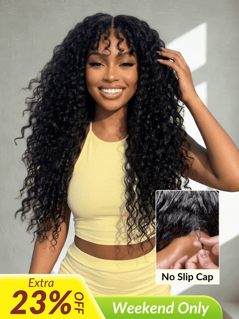 Sunber 7x5/13x6 HD Wet And Wavy Water Wave Bye Bye Knots Pre-Cut Lace Wigs With Elastic Drawstring