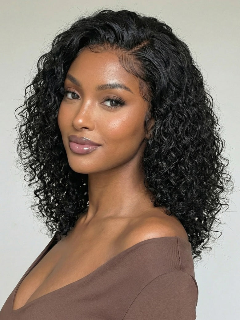 Sunber 180% Density 7x5 Pre Cut Natural Side Part Curly Bob Lace Wig With Invisi Drawstring Flash Sale