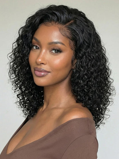Sunber 180% Density 7x5 Pre Cut Natural Side Part Curly Bob Lace Wig With Invisi Drawstring Flash Sale