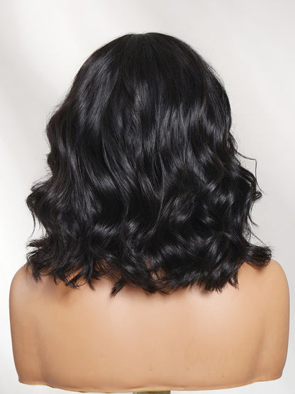 Sunber 7x5 Pre Cut Shoulder-length Layered Bouncy Wavy Bob Lace Wig With Invisi Drawstring