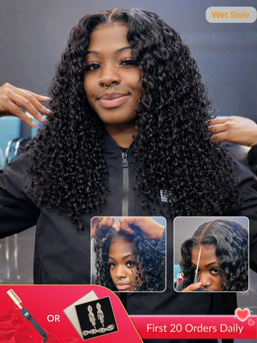 Sunber 7x5 Bye Bye Knots 4C Kinky Edge Baby Hair Jerry Curly Pre-Cut Lace Human Hair Wigs Bleached Knots With Invisi Drawstring