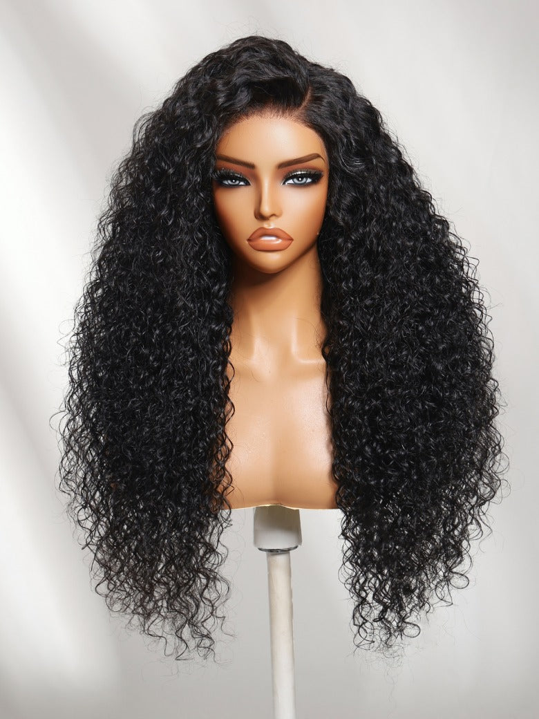 Sunber 7x5 Pre Cut Long Voluminous Bouncy Curls With Side Parting Lace Wig With Invisi Drawstring